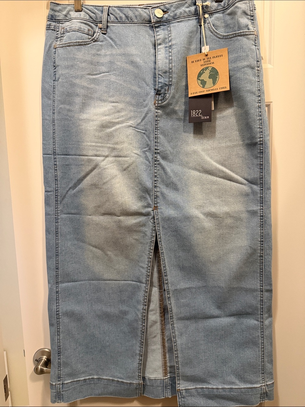 1822 Denim Light Blue Straight Jeans Skirt